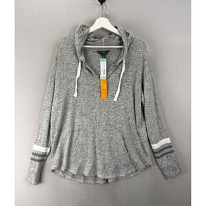 Mix By 41 Hawthorn Womens XL Gray Hoodie Striped Sleeve Knit Top NWT‎ Soft